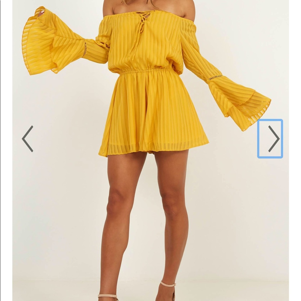 Cupids Arrow Playsuit In Mustard- Showpo